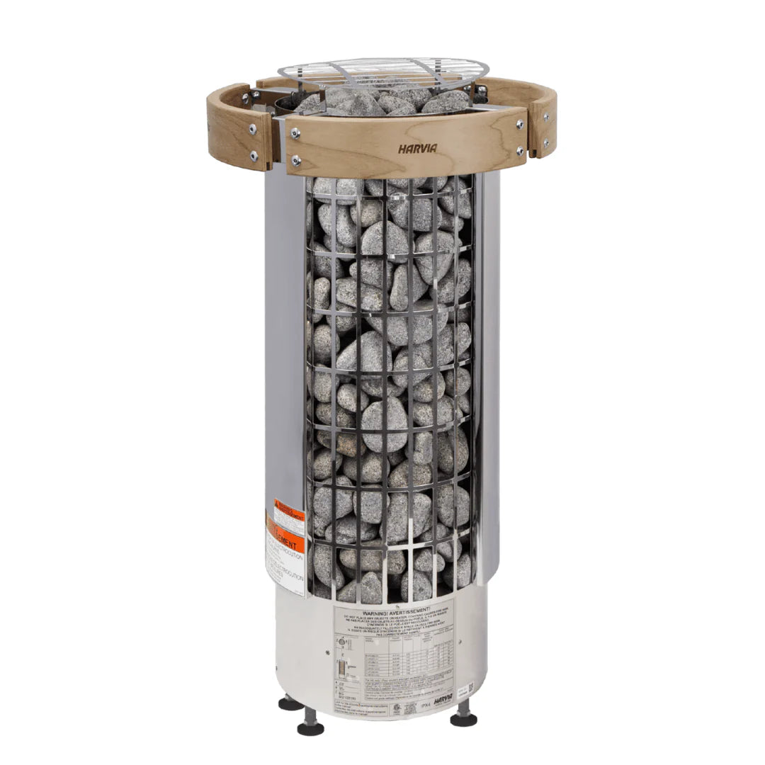 Harvia Cilindro Half Series 240V Electric Heater w/ Built-In Knob Controls and Stones 6 kW (for 141 - 294 ft³ Saunas)