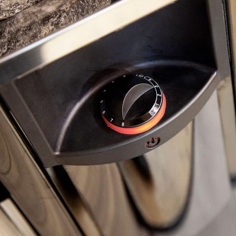 Harvia The Wall 6/8kW 240V Black Steel Electric Heater Package w/ Built-In Knob Controls and Stones 8kW (for 176 - 425 ft³ Saunas)