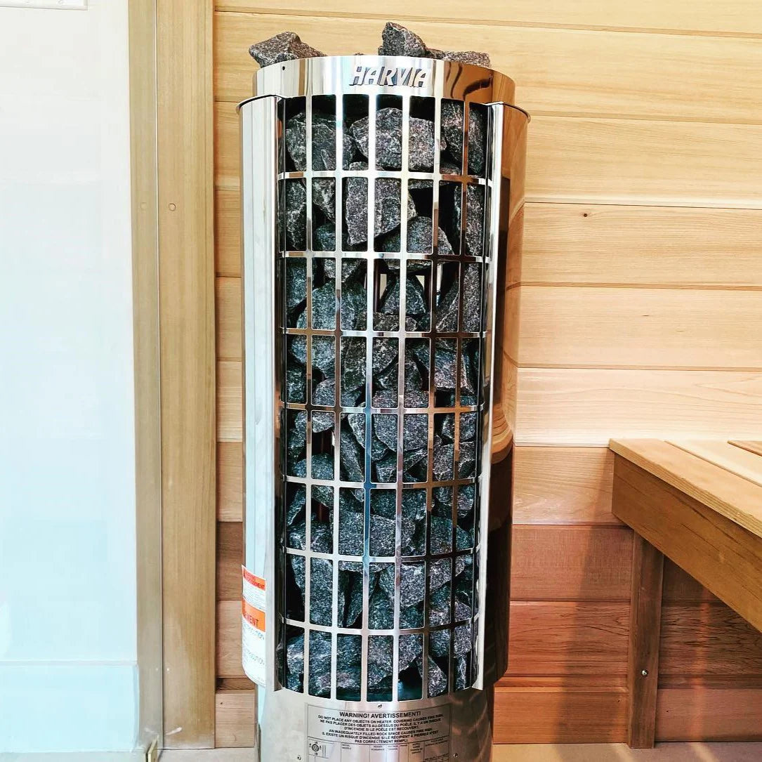 Harvia Cilindro Half Series 240V Electric Heater w/ Built-In Knob Controls and Stones  8 kW (for 141 - 431 ft³ Saunas)