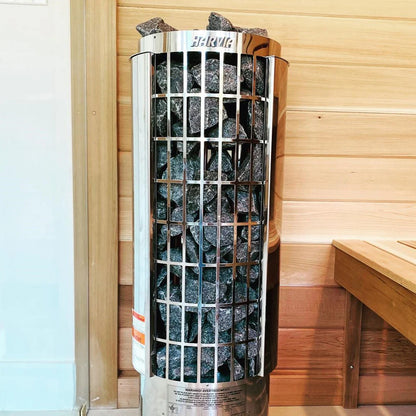 Harvia Cilindro Half Series 240V Electric Heater w/ Built-In Knob Controls and Stones  8 kW (for 141 - 431 ft³ Saunas)