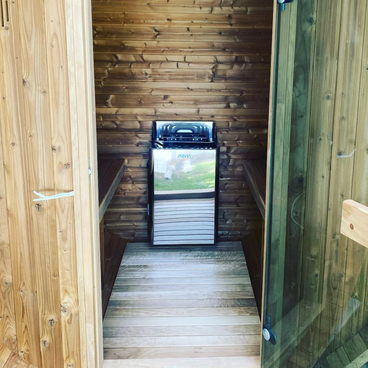 Harvia The Wall 6/8kW 240V Stainless Steel Electric Heater Package w/ Built-In Knob Controls and Stones  6kW (for 141 - 282 ft³ Saunas)
