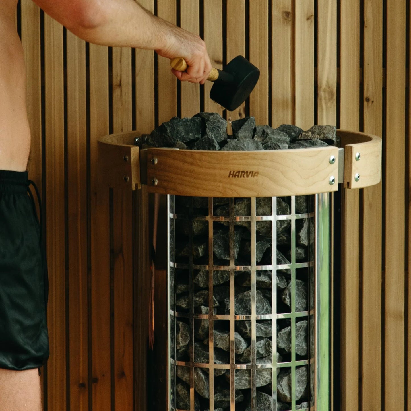Harvia Cilindro Half Series 240V Electric Heater w/ Built-In Knob Controls and Stones  8 kW (for 141 - 431 ft³ Saunas)