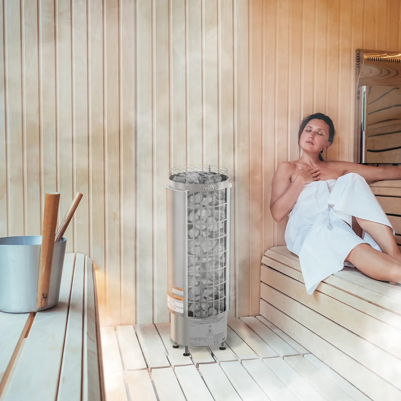 Harvia Cilindro Half Series 240V Electric Heater Package w/ Digital Controller and Wifi and Stones  9.0 kW (for 141 - 494 ft³ Saunas)