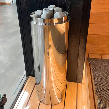 Harvia Cilindro Half Series 240V Electric Heater w/ Built-In Knob Controls and Stones  8 kW (for 141 - 431 ft³ Saunas)