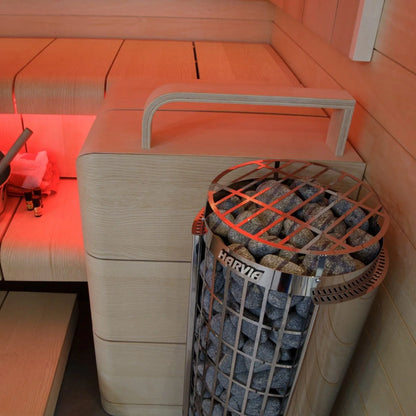Harvia Cilindro Half Series 240V Electric Heater w/ Built-In Knob Controls and Stones  8 kW (for 141 - 431 ft³ Saunas)