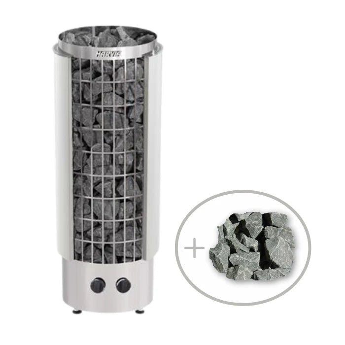 Harvia Cilindro Half Series 240V Electric Heater w/ Built-In Knob Controls and Stones  8 kW (for 141 - 431 ft³ Saunas)