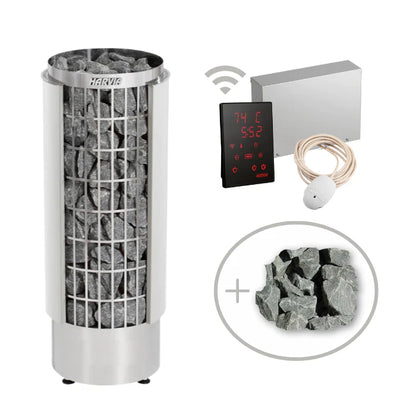 Harvia Cilindro Half Series 240V Electric Heater Package w/ Digital Controller and Wifi and Stones  9.0 kW (for 141 - 494 ft³ Saunas)