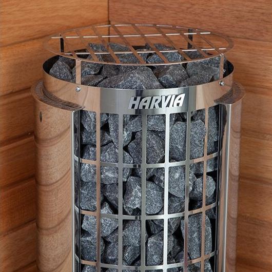 Harvia Cilindro Half Series 240V Electric Heater w/ Built-In Knob Controls and Stones  8 kW (for 141 - 431 ft³ Saunas)