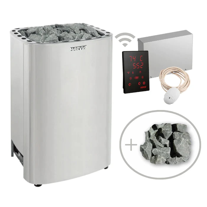 Harvia Club 240V/208V Electric Sauna Heater Package w/ Digital Controller and Wifi and Stones 12.5 KW (for 494 - 742 ft³ Saunas)