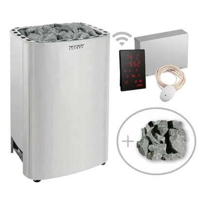 Harvia Club 240V/208V Electric Sauna Heater Package w/ Digital Controller and Wifi and Stones 12.5 KW (for 494 - 742 ft³ Saunas)