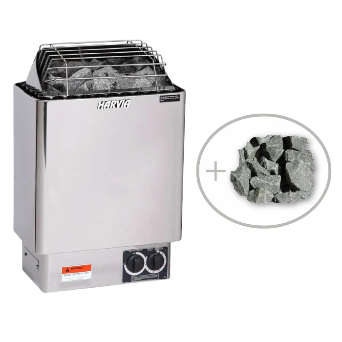 Harvia KIP 240V Electric Heater Package w/ Built-In Knob Controls and Stones  6 KW (for 170 - 300 ft³ Saunas)