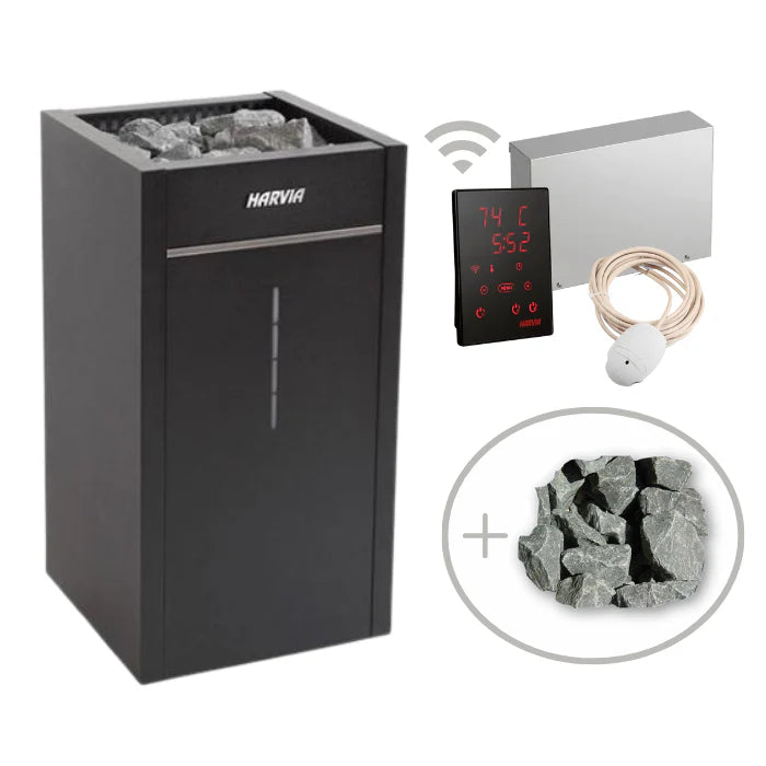 Harvia Virta Combi 240V Electric Heater & Steamer Package w/ Digital Controller and Wifi and Stones 10.5 kW (for 141 - 635 ft³ Saunas)