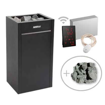 Harvia Virta 240V/208V Electric Heater Package w/ Digital Controller and Wifi and Stones  9 kW (for 141 - 494 ft³ Saunas)