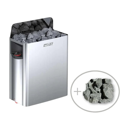 Harvia The Wall 6/8kW 240V Stainless Steel Electric Heater Package w/ Built-In Knob Controls and Stones  6kW (for 141 - 282 ft³ Saunas)