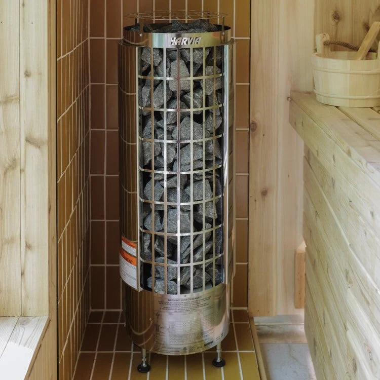 Harvia Cilindro Half Series 240V Electric Heater Package w/ Digital Controller and Wifi and Stones  9.0 kW (for 141 - 494 ft³ Saunas)
