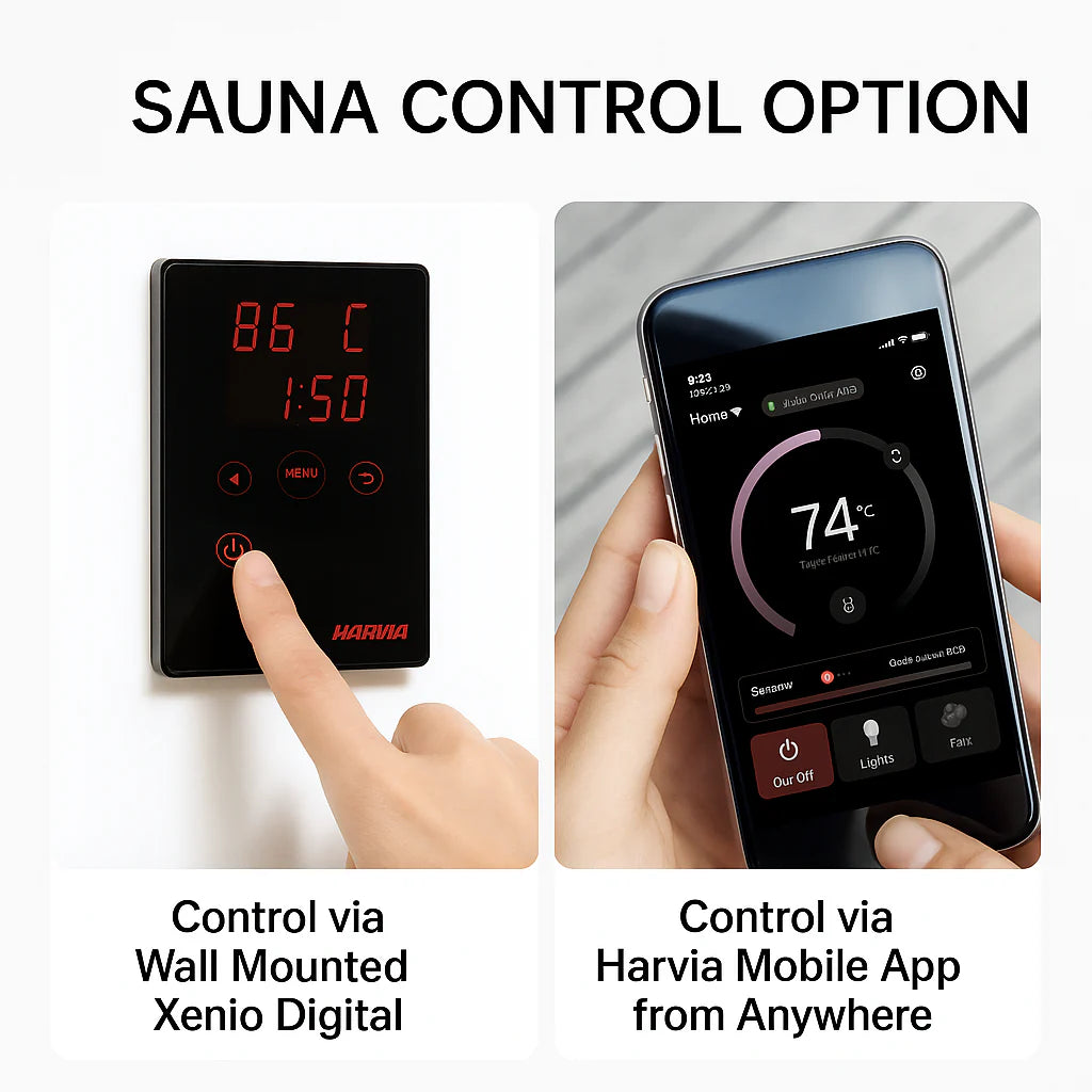 Harvia Cilindro Half Series 240V Electric Heater Package w/ Digital Controller and Wifi and Stones  9.0 kW (for 141 - 494 ft³ Saunas)