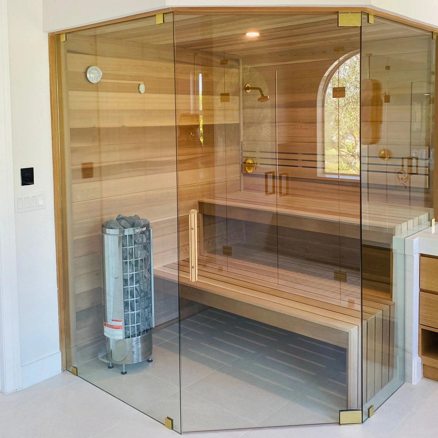 Harvia Cilindro Half Series 240V Electric Heater w/ Built-In Knob Controls and Stones  8 kW (for 141 - 431 ft³ Saunas)
