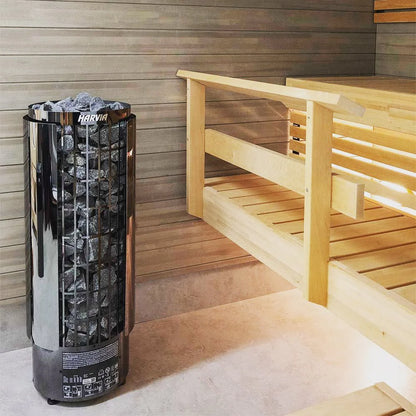 Harvia Cilindro Half Series 240V Electric Heater Package w/ Digital Controller and Wifi and Stones  9.0 kW (for 141 - 494 ft³ Saunas)